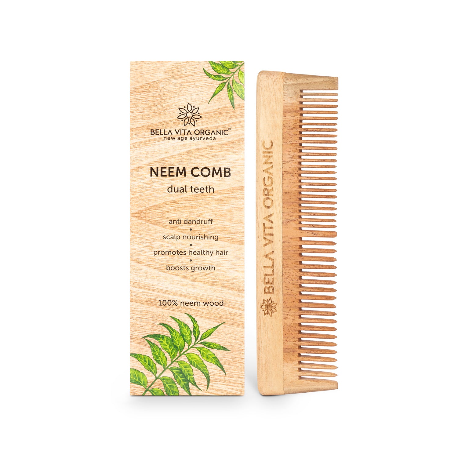 Neem Wooden Dual Tooth Comb