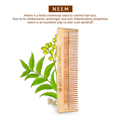 Neem Wooden Dual Tooth Comb