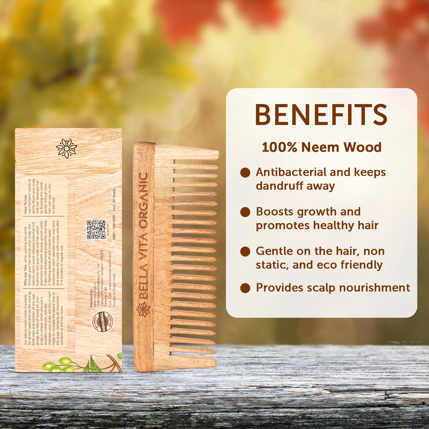 Neem Wooden Wide Tooth Comb