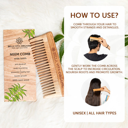 Neem Wooden Wide Tooth Comb