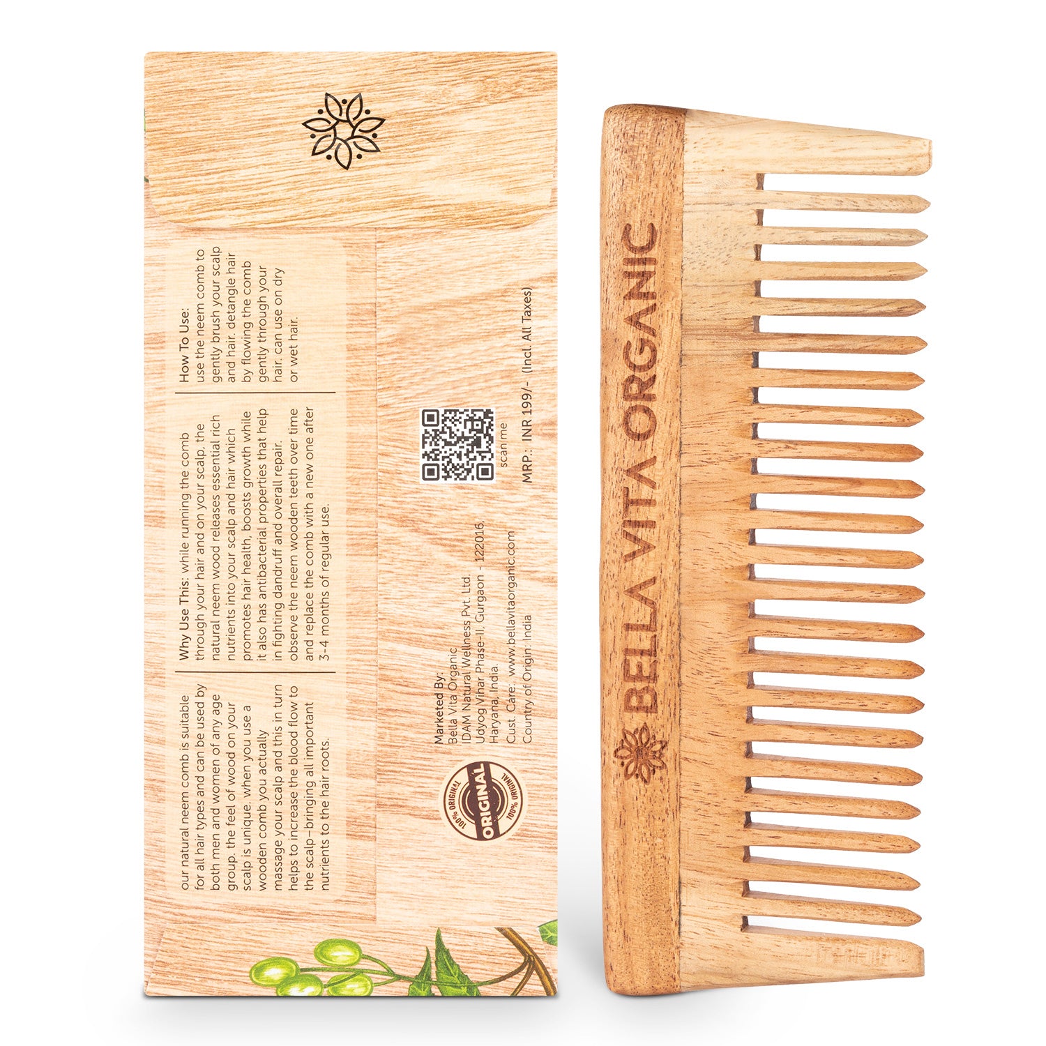 Neem Wooden Wide Tooth Comb